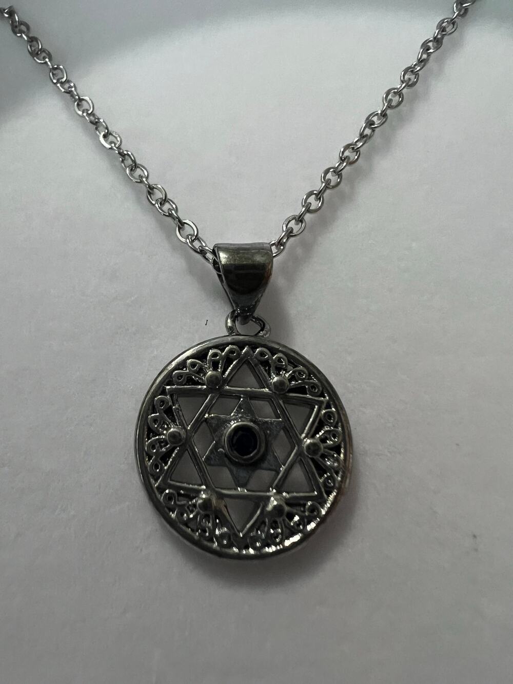 Stainless Steel Star of David Hexagram Pendant Necklace Filigree NEW